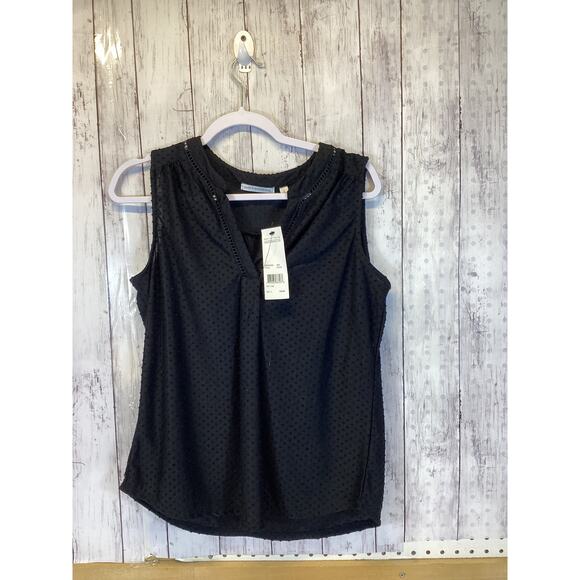 Notations Women’s Black Sleeveless V-Neck Swiss Tunic Top - Picture 1 of 5